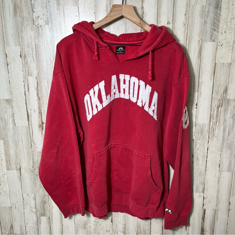 Vintage Oklahoma Pro‎ Player Red Hoodie Thrashed Distressed Mens XL